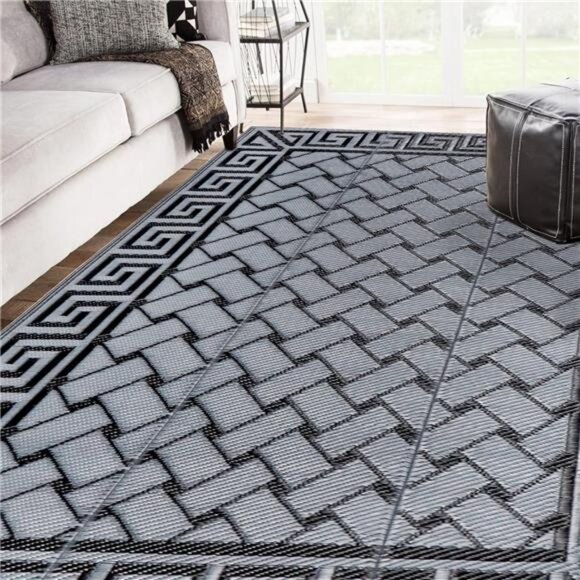 Reversible Mats, Plastic Straw Rug, Modern Area Rug, Large Floor Mat and Rug - Picture 1 of 6